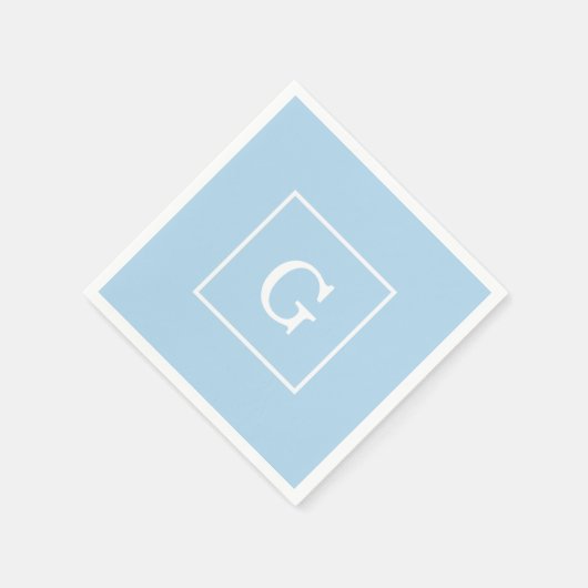 Gerahmtes Monogramm Pulver Blauweiß Serviette (Ecke)