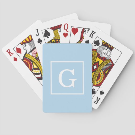 Gerahmtes Monogramm Pulver Blauweiß Spielkarten (Rückseite)