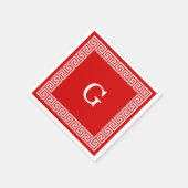 Gerahmtes Monogramm, rot, weißer griechischer Schl Serviette (Ecke)
