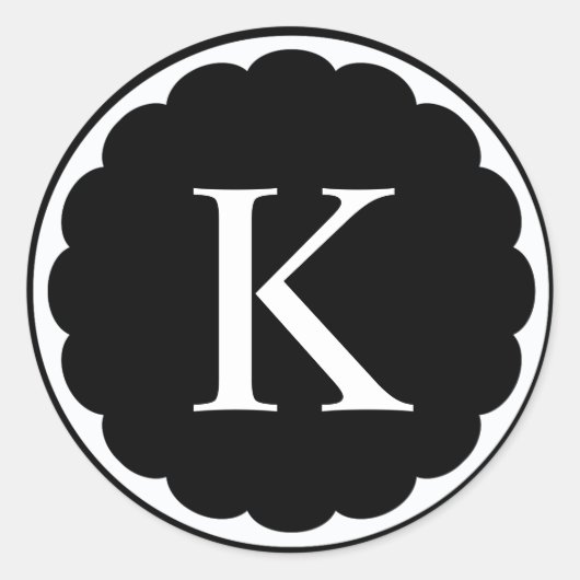 Gerahmtes Monogramm Runder Aufkleber (Vorderseite)