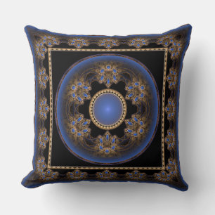 Gerahmtes Muster des visuellen blauen Fraktals Kissen