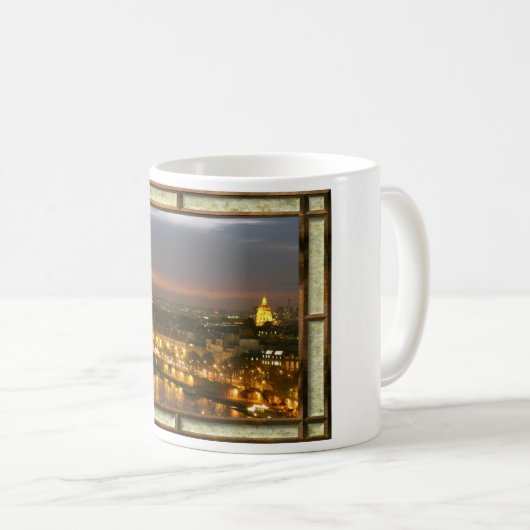 Gerahmtes Paris bei Nacht in rustikaler Tasse (VorderseiteRechts)