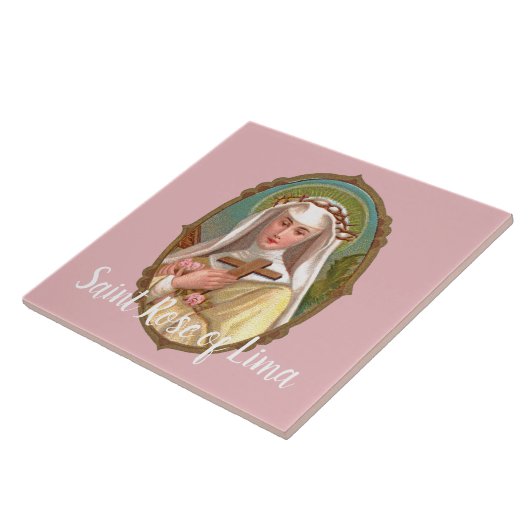 Gerahmtes Portrait der St. Rose Lima (M 024b) Fliese (Seite)
