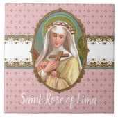 Gerahmtes Portrait der St. Rose Lima (M 024b) Fliese (Vorderseite)