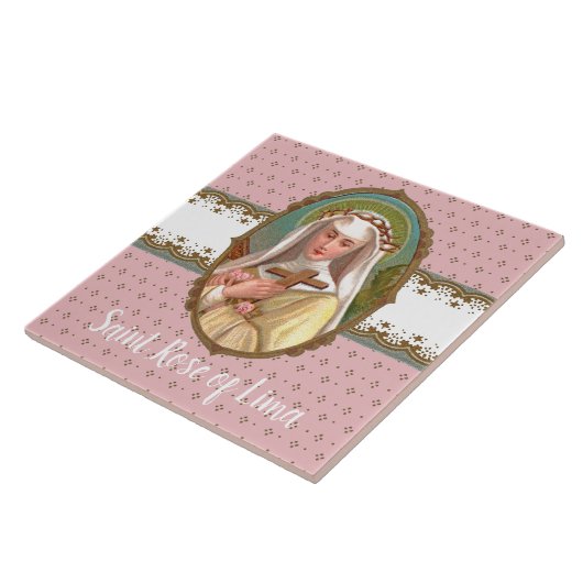 Gerahmtes Portrait der St. Rose Lima (M 024b) Fliese (Seite)