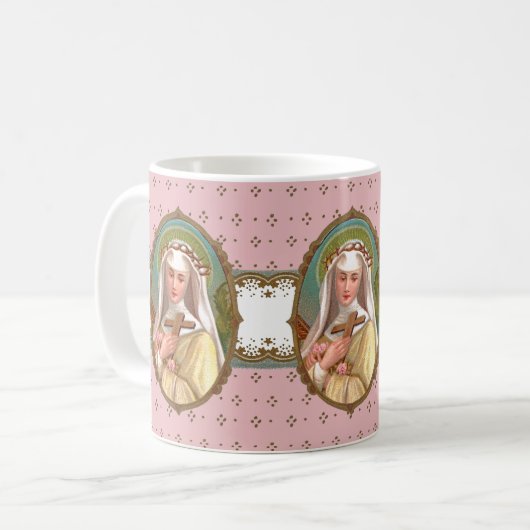 Gerahmtes Portrait der St. Rose Lima (M 024b) Kaffeetasse (Vorderseite Links)