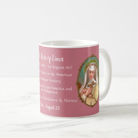 Gerahmtes Portrait der St. Rose Lima (M 024b) Kaffeetasse (VorderseiteRechts)