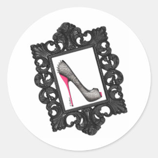 Gerahmtes Reptile Stiletto-Logo Runder Aufkleber