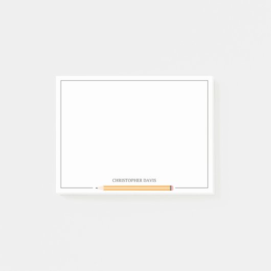 Gerahmtes Schreibpapier mit klassischem Bleistift Post-it Klebezettel (Vorderseite)