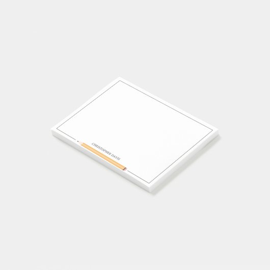 Gerahmtes Schreibpapier mit klassischem Bleistift  Post-it Klebezettel (angewinkelt)