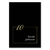 Gerahmtes Schwarz-weißes Gold Elegantes Script Min Tischnummer (Vorderseite)