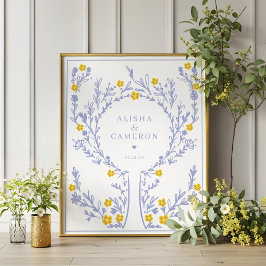 Gerahmtes Violet Fingerprint Tree Wedding Gästebuc Poster