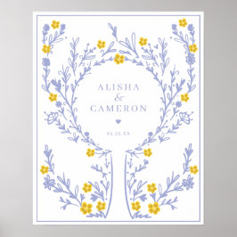 Gerahmtes Violet Fingerprint Tree Wedding Gästebuc Poster