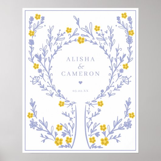 Gerahmtes Violet Fingerprint Tree Wedding Gästebuc Poster (Vorne)