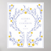 Gerahmtes Violet Fingerprint Tree Wedding Gästebuc Poster (Vorne)