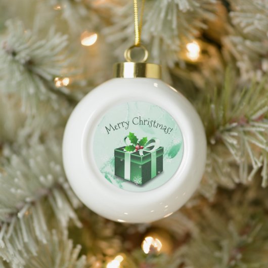 Gerahmtes Weihnachtsgeschenk Keramik Kugel-Ornament (Baum)