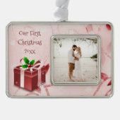 Gerahmtes Weihnachtsgeschenk Rahmen-Ornament Silber (Vorderseite)