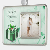 Gerahmtes Weihnachtsgeschenk Rahmen-Ornament Silber (Links)