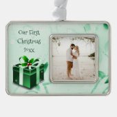 Gerahmtes Weihnachtsgeschenk Rahmen-Ornament Silber (Vorderseite)