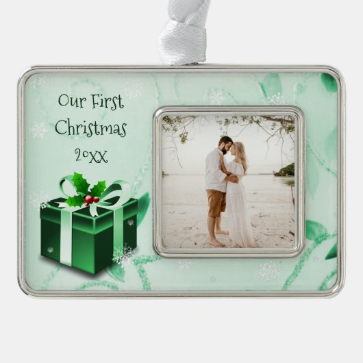 Gerahmtes Weihnachtsgeschenk Rahmen-Ornament Silber (Vorderseite)