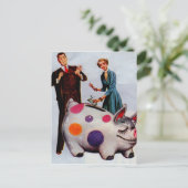 Gerald und Louise fütterte das Schwein Postkarte (Stehend Vorderseite)