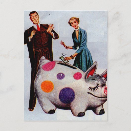 Gerald und Louise fütterte das Schwein Postkarte (Vorderseite)