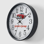 Geraldos Garage Red & White Classic Car Clock Uhr (Winkel)