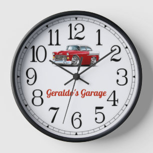 Geraldo's Garage Rot-Weiß-Uhr für Oldtimer Uhr