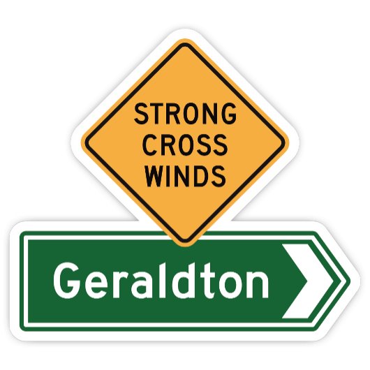 Geraldton, Western Australia Highway Sign Sticker