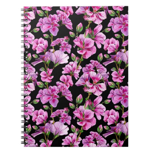 Geranazweige, Aquarellfarben-Rosa-Buds. Notizblock (Vorderseite)