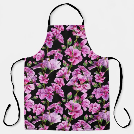 Geranazweige, Aquarellfarben-Rosa-Buds. Schürze (Vorderseite)