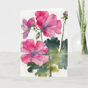 Geranie - Aquarellblumen Karte