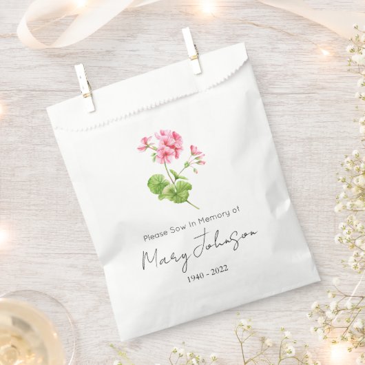 Geranie | Einfaches Samenpaket Begräbnis Geschenktütchen (Ausgeschnitten)