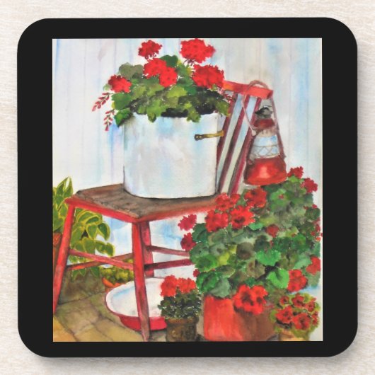 Geranien, Blumen, Untersetzer-Set Getränkeuntersetzer (Vorderseite)