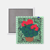 Geranien in Mosaiken Magnet (Vorderseite/Rückseite)