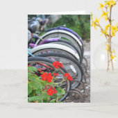 Geranien und Fahrräder Gruß Karte (Gelbe Blume)