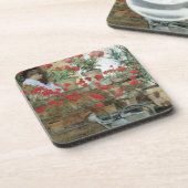 Geranien von Childe Hassam, Vintager Impressionism Getränkeuntersetzer (Linke Seite)