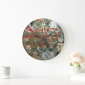 Geranien von Childe Hassam, Vintager Impressionism Große Wanduhr (Zuhause)