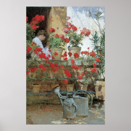 Geranien von Childe Hassam, Vintager Impressionism Poster (Vorne)