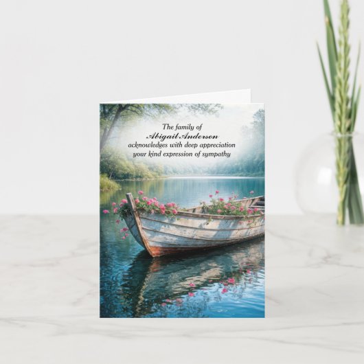 Geraniens im alten Rowboat Beileid Danke Karte (Vorderseite)