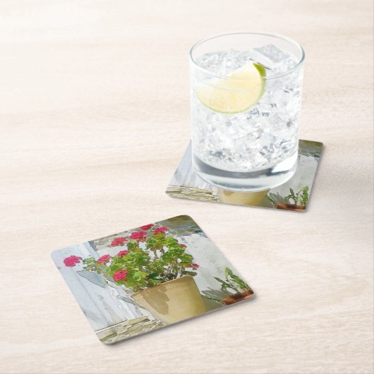 Geranine Rechteckiger Pappuntersetzer (Vor Ort)