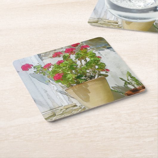 Geranine Rechteckiger Pappuntersetzer (angewinkelt)