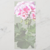Geranisches Hochzeitsmenü in Rot und Rosa Menükarte (Rückseite)