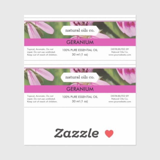 Geranium ätherische Öle Duftstoffflasche Aufkleber (Blatt)