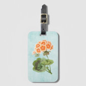 Geranium auf altem Denim Gepäckanhänger (Vorderseite Vertikal)