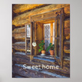 Geranium Blume am Fenster Poster (Vorne)