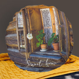 Geranium Blume am Fenster Rundes Kissen