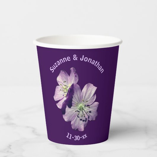 Geranium Blume Personalisiert Wedding Bridal Pappbecher (Vorderseite)