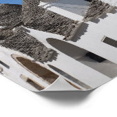 Geranium Blume und Trulli Häuser in Alberobello Poster (Ecke)