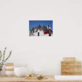 Geranium Blume und Trulli Häuser in Alberobello Poster (Küche)